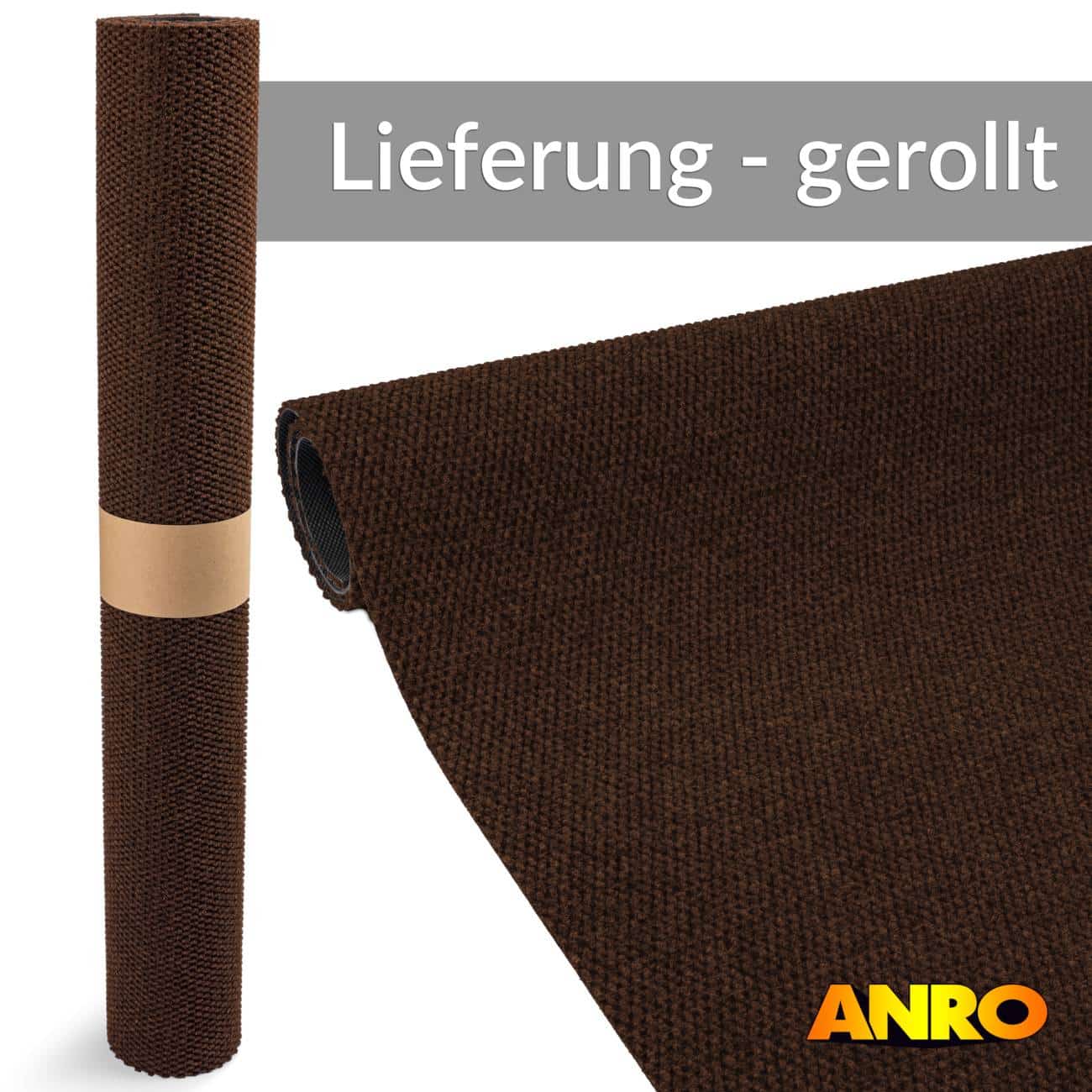 Teppichläufer Schmutzfangmatte Flur Läufer Schmutzfangläufer Teppichboden robust rutschfest Sauberlaufmatte Meterware 120 cm Braun