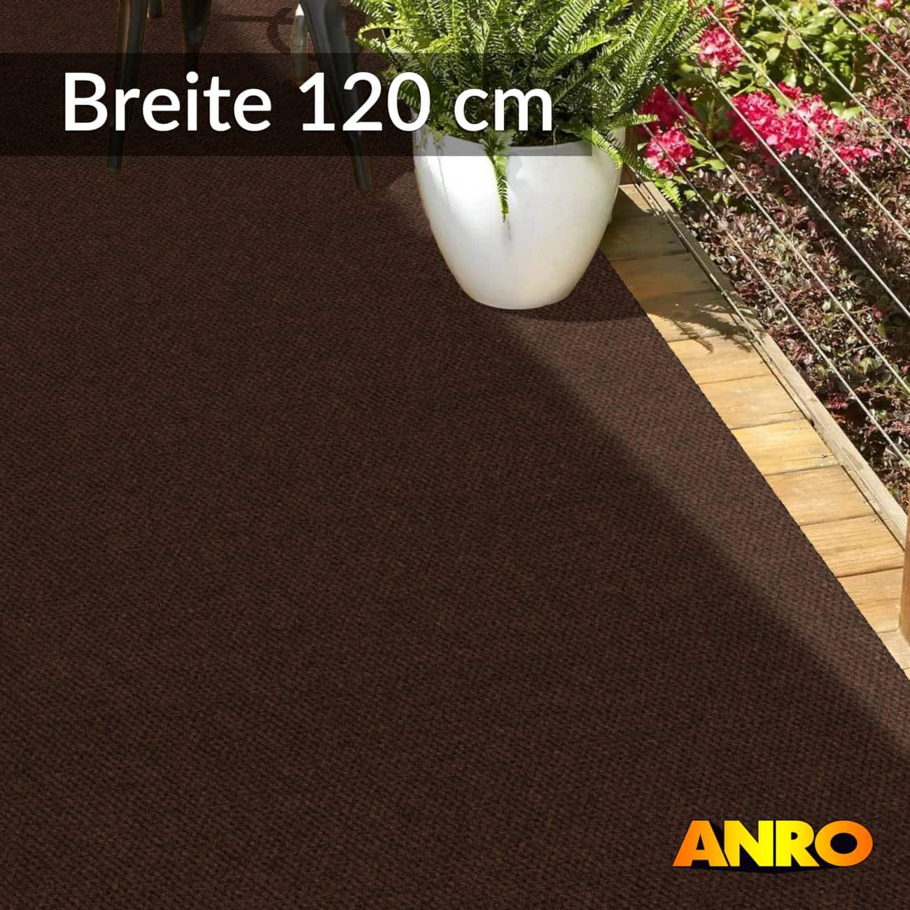 Teppichläufer Schmutzfangmatte Flur Läufer Schmutzfangläufer Teppichboden robust rutschfest Sauberlaufmatte Meterware 120 cm Braun