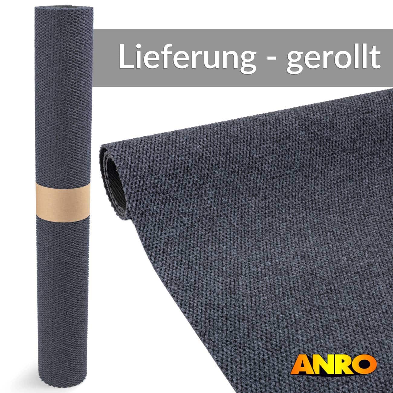 Sauberlaufmatte Teppichläufer Schmutzfangmatte Flur Läufer Teppich BOB Grau Schmutzfangläufer robust Meterware 120cm