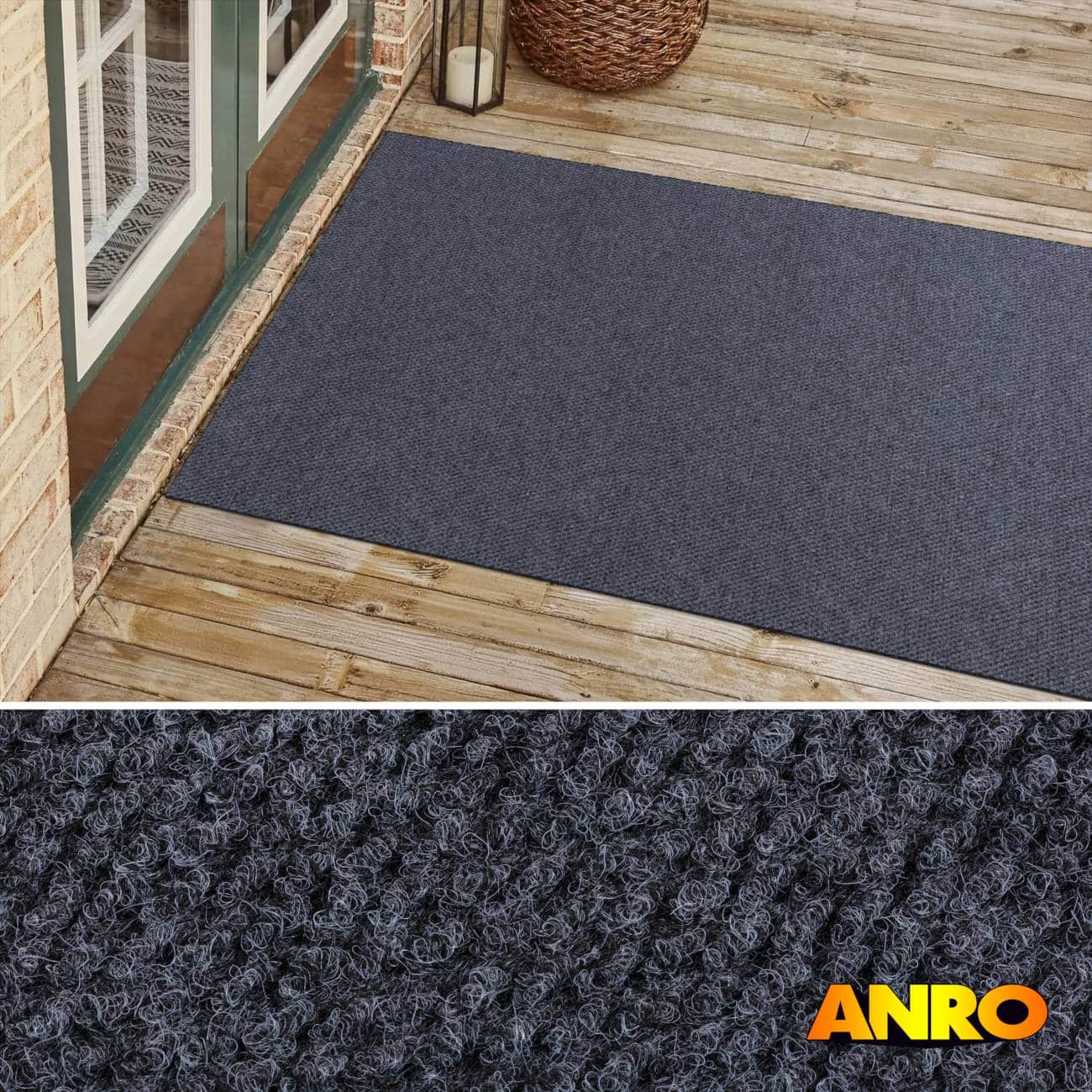 Sauberlaufmatte Teppichläufer Schmutzfangmatte Flur Läufer Teppich BOB Grau Schmutzfangläufer robust Meterware 120cm