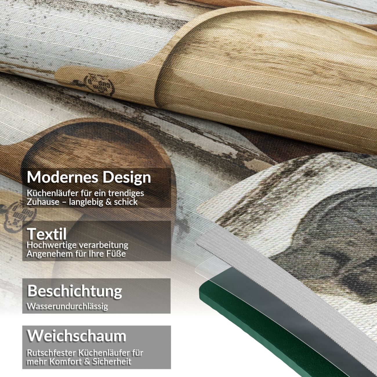 Küchenläufer Küchenteppich Läufer Flur Teppichläufer Sprinty Cucina New Mehrfarbig 50cm Breit