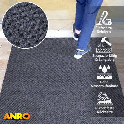 Fußmatte Schmutzfangmatte Fußabtreter Fußabstreifer Sauberlaufmatte robust BOB Grau viele Größen