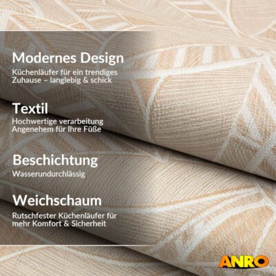 Küchenteppich Küchenläufer abwaschbar Teppichläufer Küche rutschfest Flur Läufer pflegeleicht Flora Breite 67cm