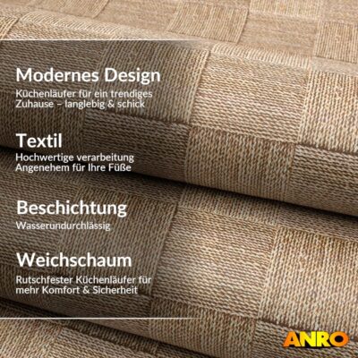 Küchenteppich Küchenläufer abwaschbar Teppichläufer Küche rutschfest Flur Läufer pflegeleicht Patchwork Seil Breite 67cm