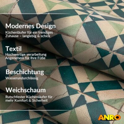 Küchenteppich Küchenläufer abwaschbar Teppichläufer Küche rutschfest Flur Läufer pflegeleicht Azulejo-Design Breite 67cm