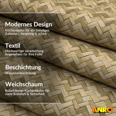 Küchenteppich Küchenläufer abwaschbar Teppichläufer Küche rutschfest Flur Läufer pflegeleicht Lavin Breite 67cm