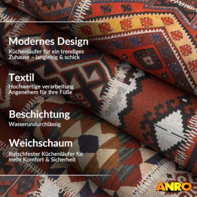 Küchenteppich Küchenläufer abwaschbar Teppichläufer Küche rutschfest Flur Läufer pflegeleicht Amaru Breite 67cm