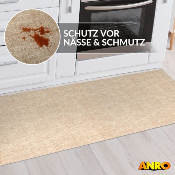 Küchenläufer Beige uni, abwaschbar – 67 cm breit