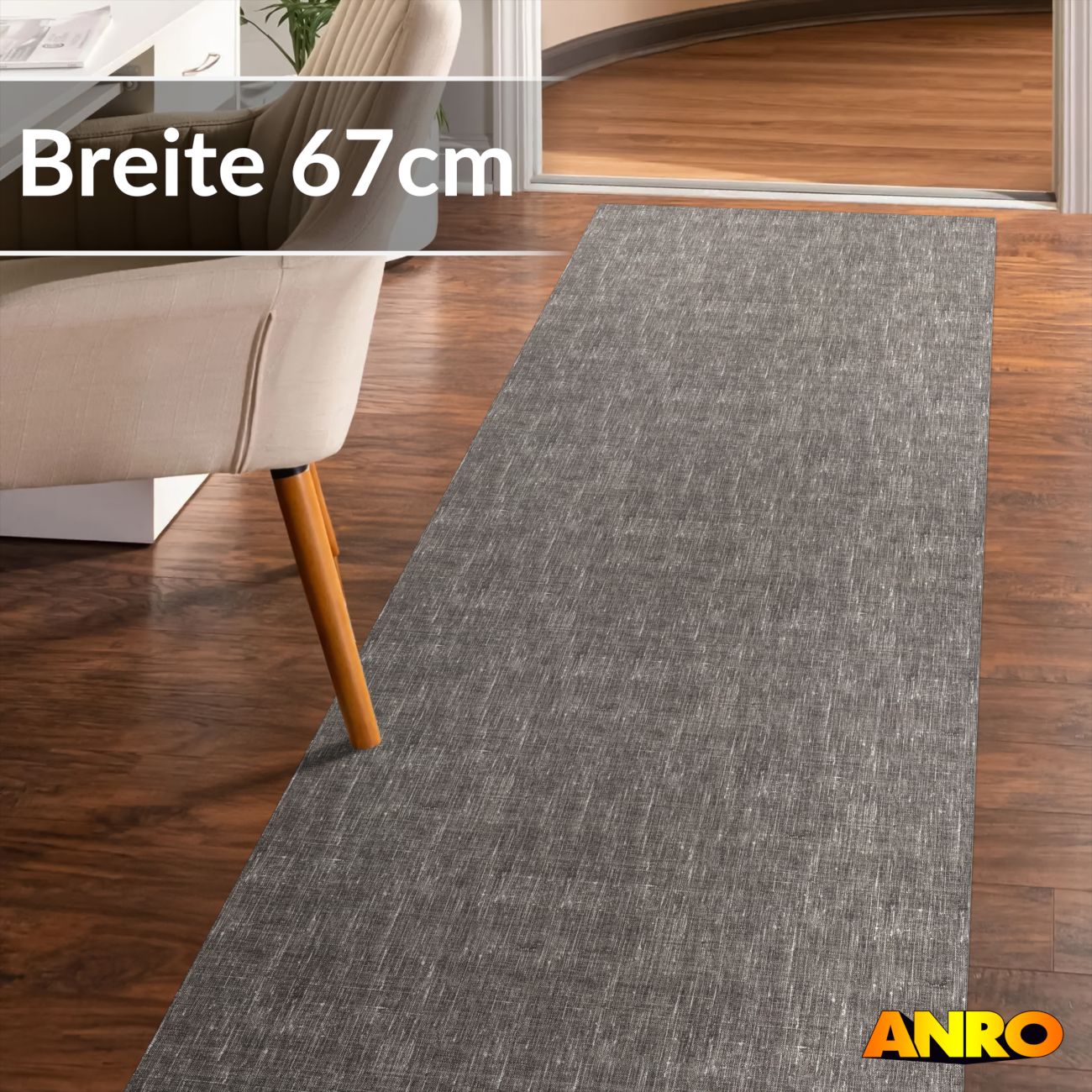 Küchenteppich Küchenläufer abwaschbar Teppichläufer Küche rutschfest Flur Läufer pflegeleicht Uni ANTRe Breite 67cm