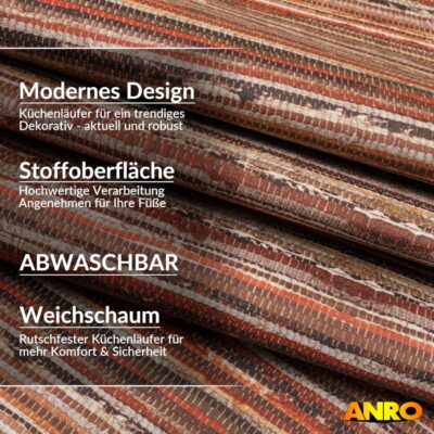 Küchenteppich Küchenläufer abwaschbar Teppichläufer Küche rutschfest Flur Läufer pflegeleicht Terra Breite 67cm