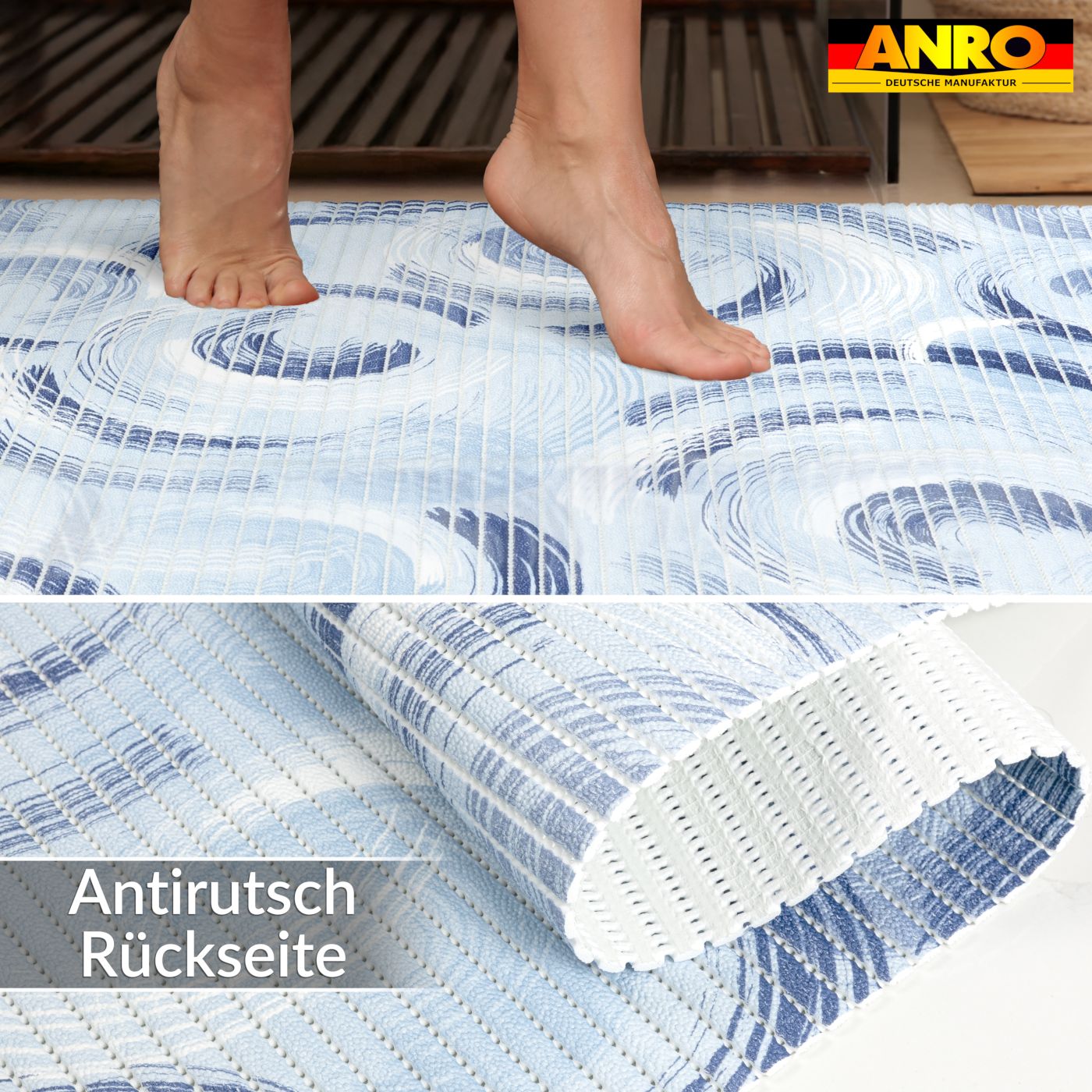 DM196A_50 Badematte Weichschaummatte Badvorleger Duschvorleger rutschfest 65cm
