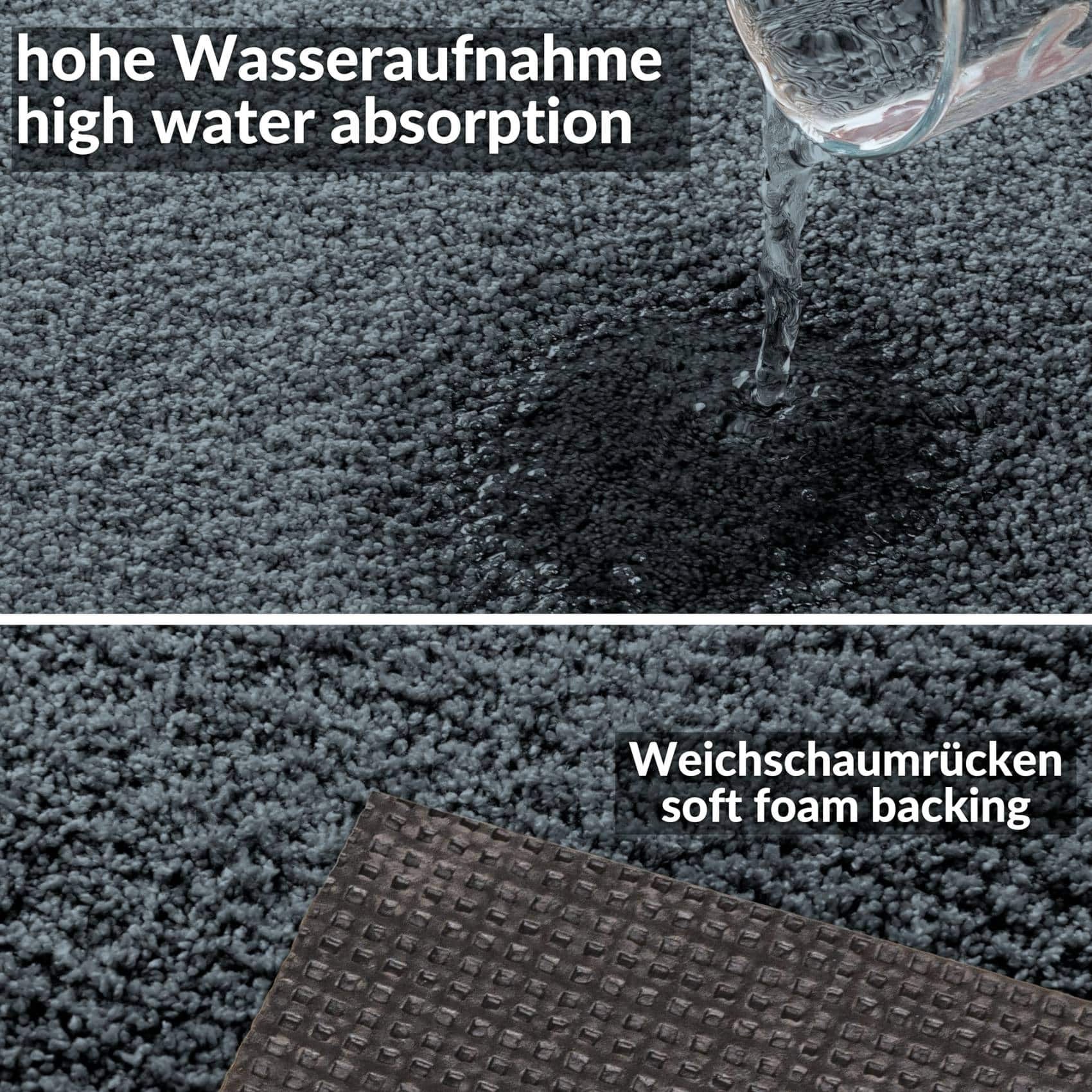Teppich Wohnzimmer Kurzflor Getuftet Teppichboden Sweethome 3 Farben, 400 × 100 cm, Anthrazit – Ansicht 3