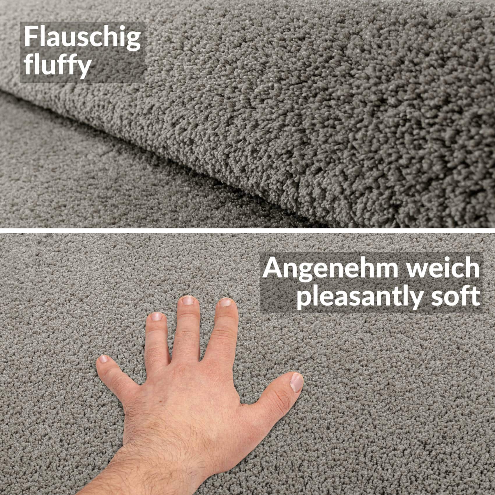 Teppich Wohnzimmer Kurzflor Getuftet Teppichboden Sweethome 3 Farben, 500 × 100 cm, Silber – Ansicht 5