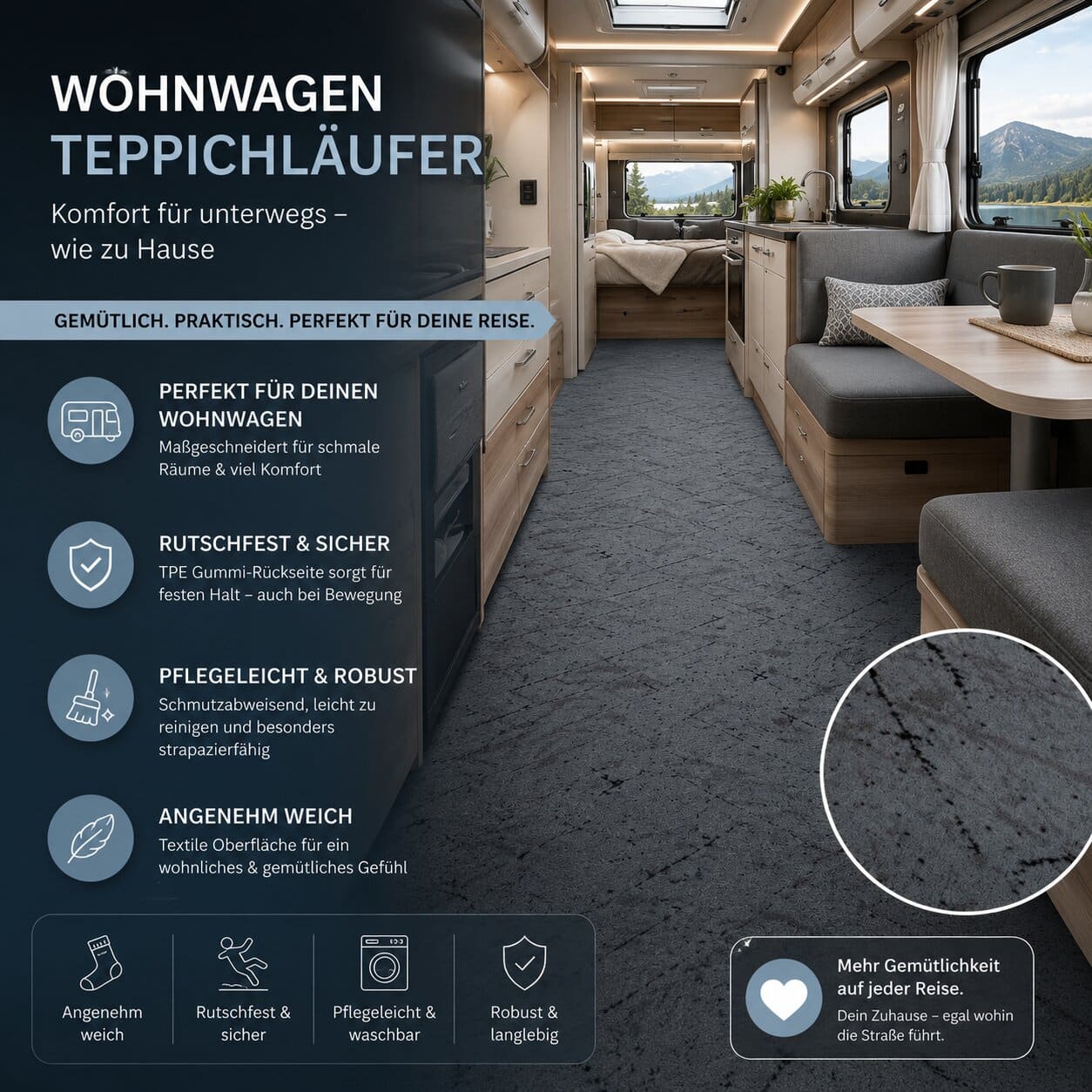 Wohnwagen Teppich Wohnmobil Teppichboden nach Maß Miro