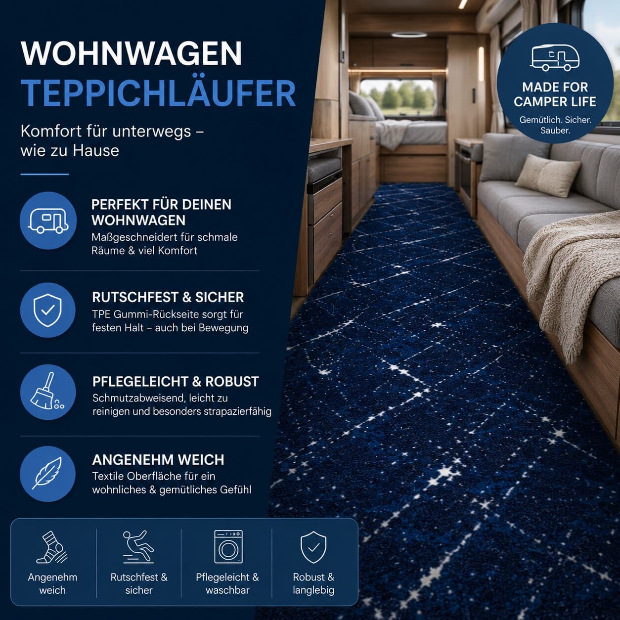 Wohnwagen Teppich Wohnmobil Teppichboden nach Maß Miro
