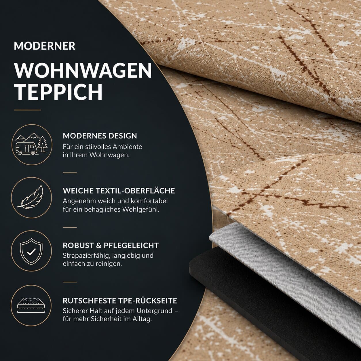 Wohnwagen Teppich Wohnmobil Teppichboden nach Maß Miro