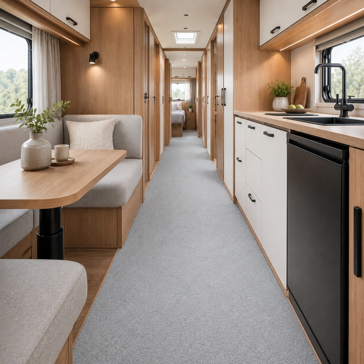 BMGRAU Wohnwagen Teppich Wohnmobil Teppichboden nach Maß Caravo
