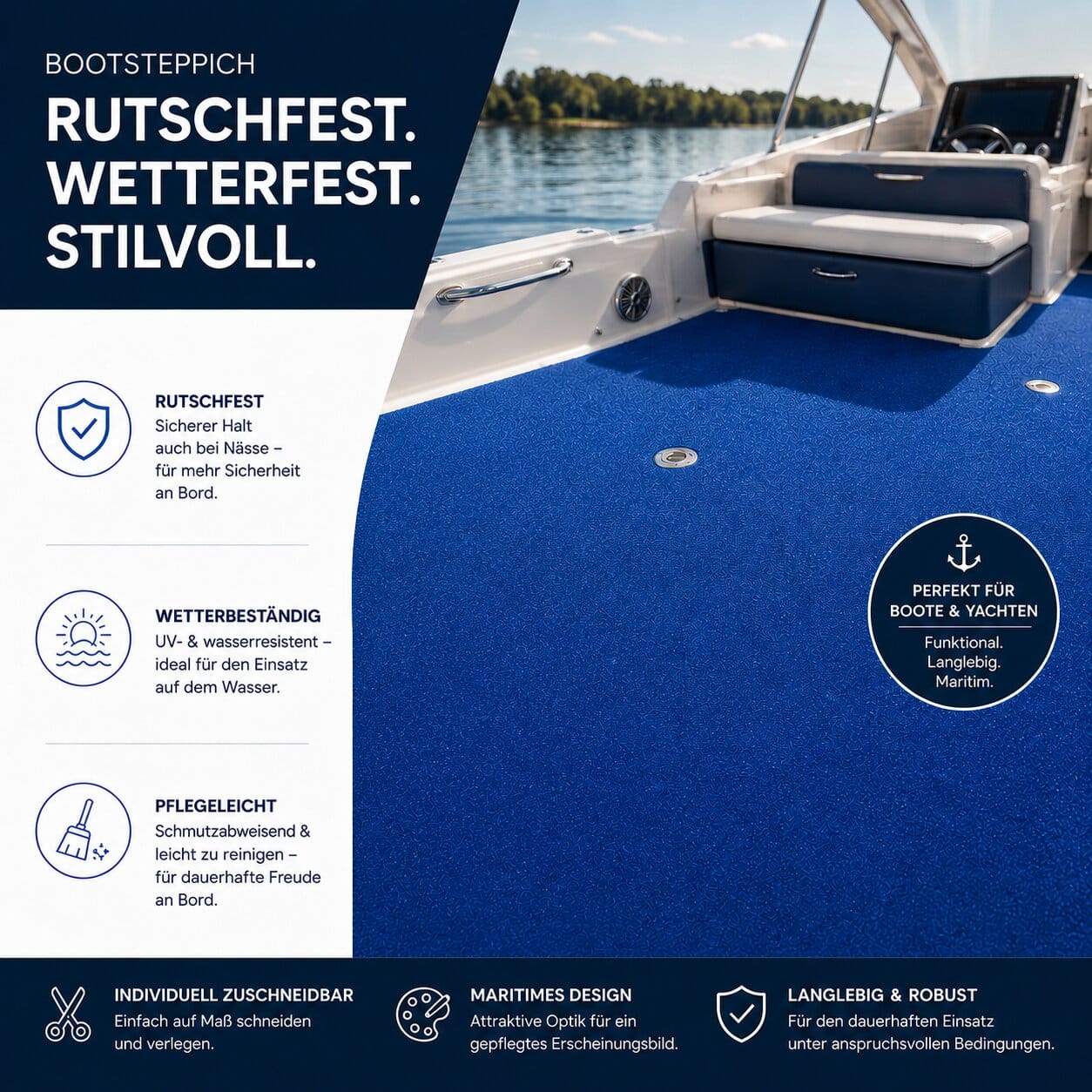 bootsteppich blau v3 Bootsteppich Rot Bodenbelag Teppich für Boote nach Maß (Kopie)
