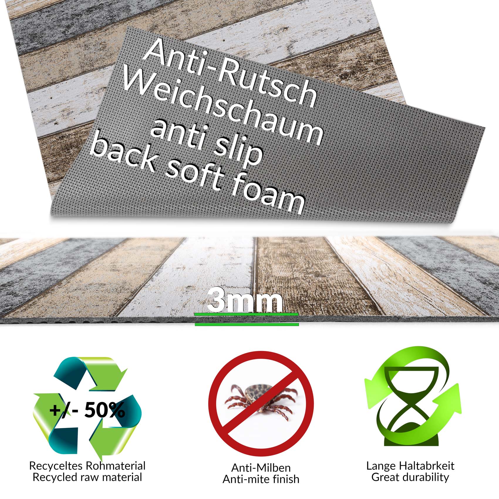 GTPSW01_50-jpg Küchenläufer in Holzoptik mit Anti-Rutsch-Rückseite, 3mm Dicke und Materialeigenschaften.