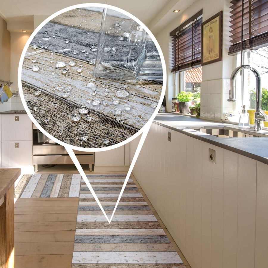 Küchenläufer Küchenteppich Läufer Flur Wood Industry Holz Braun Teppichläufer